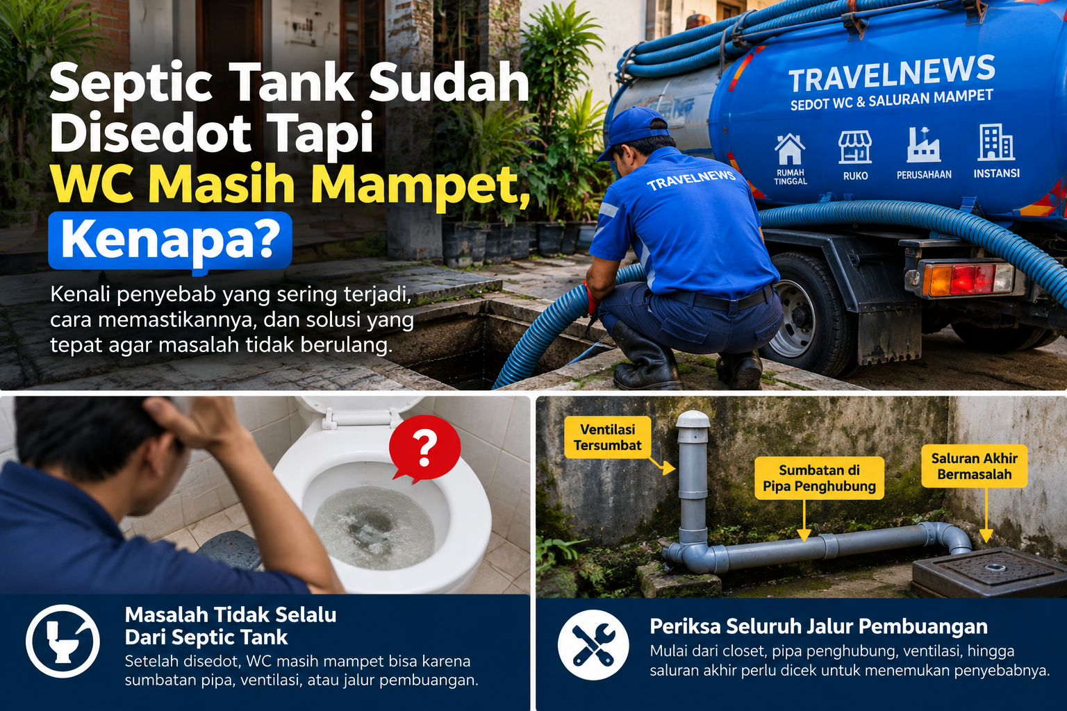 Penyebab WC masih mampet setelah septic tank disedot